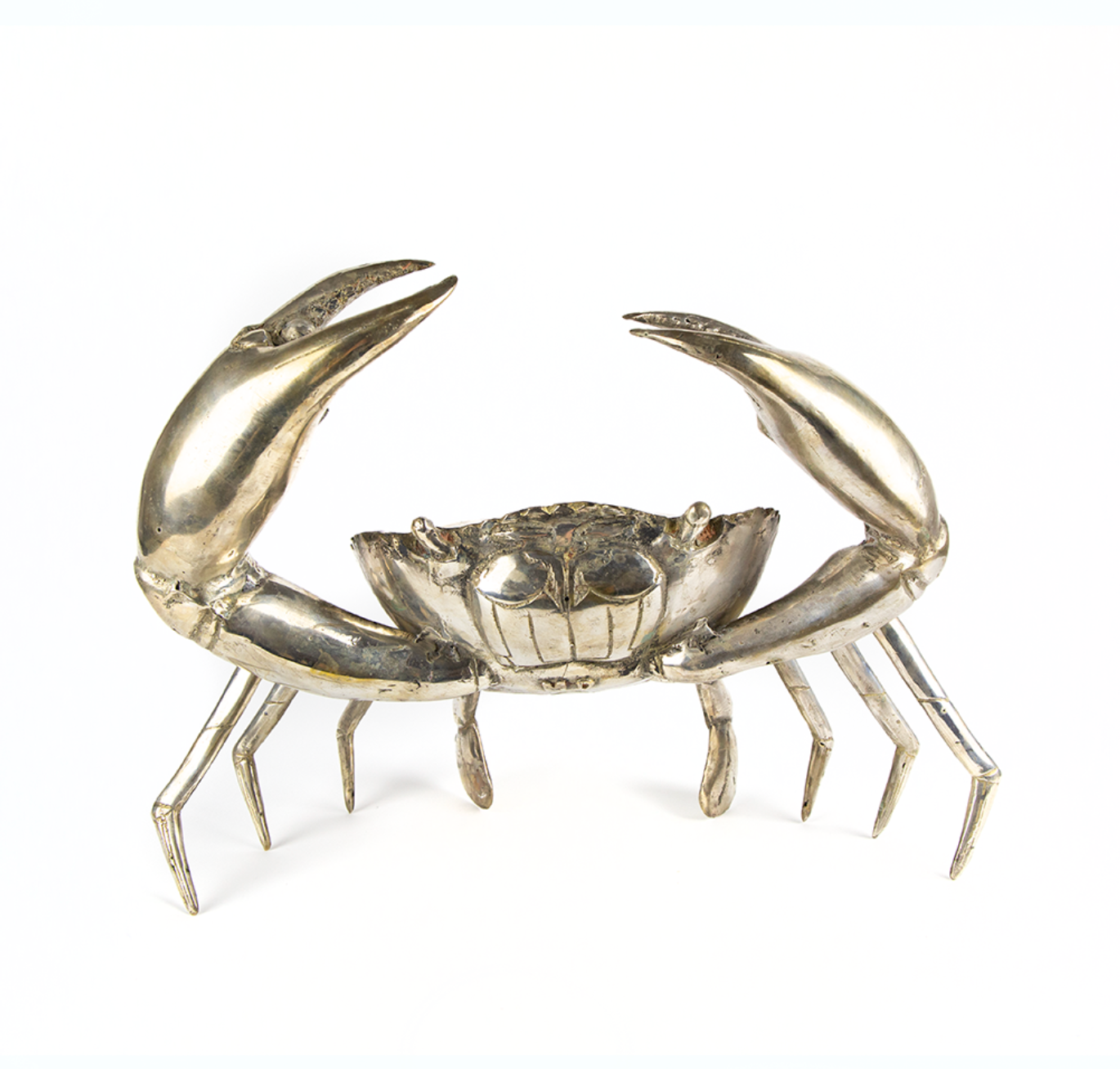XXL Solid Brass Cornish Crab with a Silver Patina